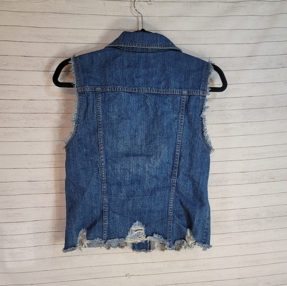 BDG DENIM RAW HEM VEST, DARK WASH SZ SMALL - Picture 5 of 7